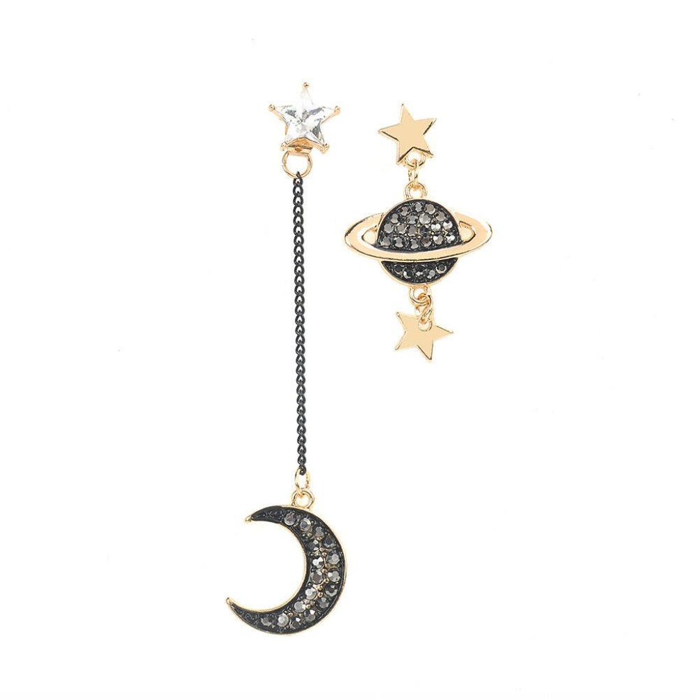 ** BRAND NEW ** BEAUTIFUL CELESTIAL MOON & STAR ASYMMETRIC EARRINGS